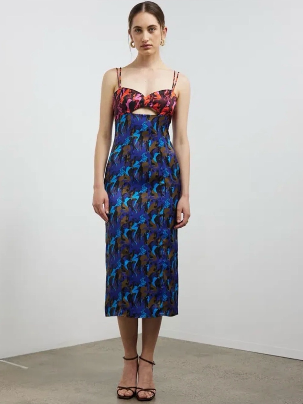 STAUD SKETCHING MIDI DRESS PLUM SAPPHIRE SIRENS SZ 8